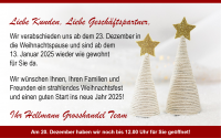 Betrieb geschlossen vom 23. Dezember 24 bis 13. Januar 2025